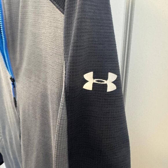 Under Armour Cold Gear Reactor Hoodie Mens Small Gray Fleece Casual Full Zipper - Picture 6 of 8